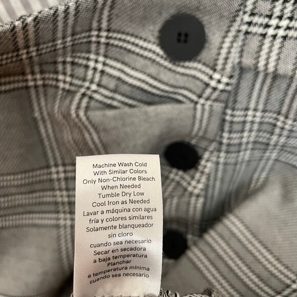 Venus Plaid Striped Button Front Dress Size 12 Gray White Long Sleeve Career - Picture 7 of 7